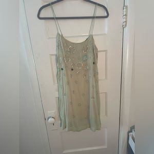 Embroidered Green Free People Intimately Slip Dress